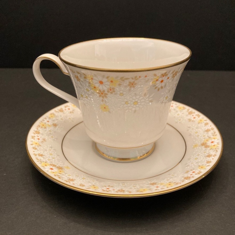 Noritake Fragrance 7025 Cup‎ & Saucer Ivory Floral Porcelain China Discontinued